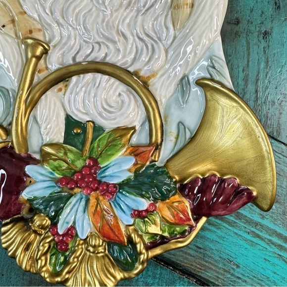Fitz And Floyd Classics Plate Edwardian Era Santa Christmas Horn Canape Tray - Picture 3 of 10